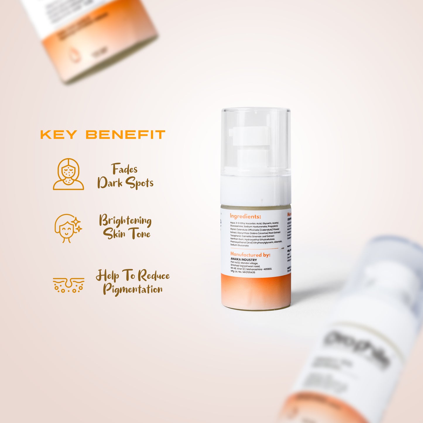 Orophile Vitamin C 10% Face Ferum With Acetyl glucosomine & Hyaluronic acid | A Quick absorbing, Fade Dark Spots and Pigmentation | All Skin Type [ 30ml]